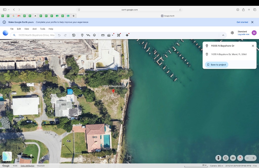 Aerial view of 11055 N Bayshore Drive, North Miami
