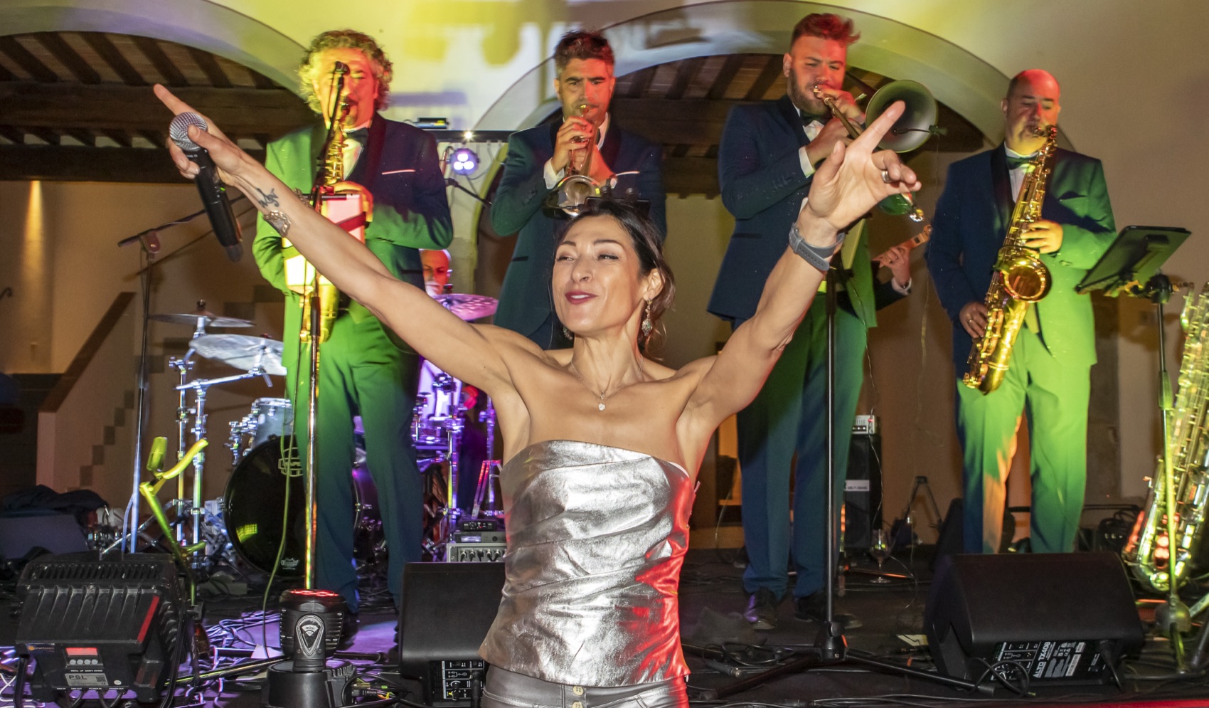 Live band and singer performing at the grand opening